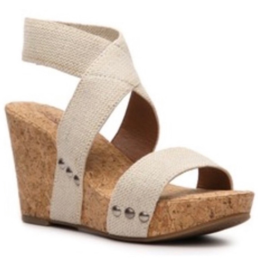 Lucky Brand Marinah Cork Wedge Canvas Sandals